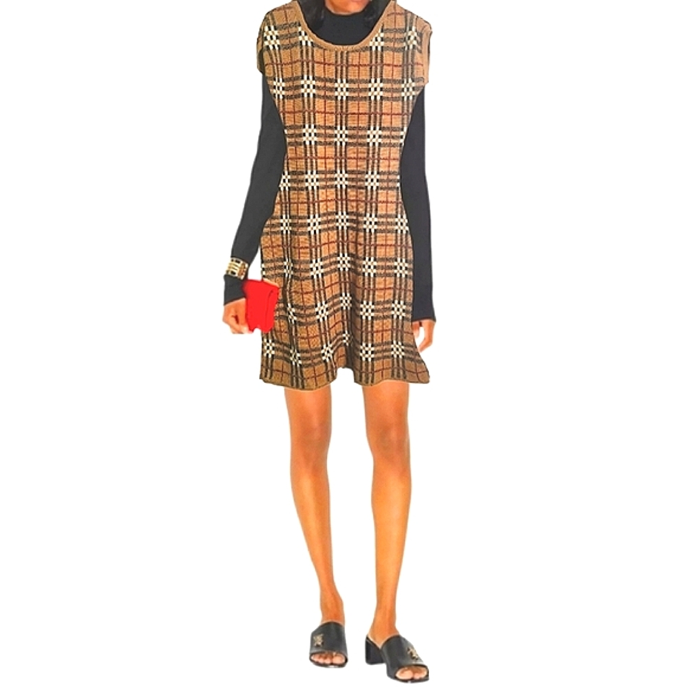 Burberry London Vintage Macy Cotton-Blend Check Minidress
